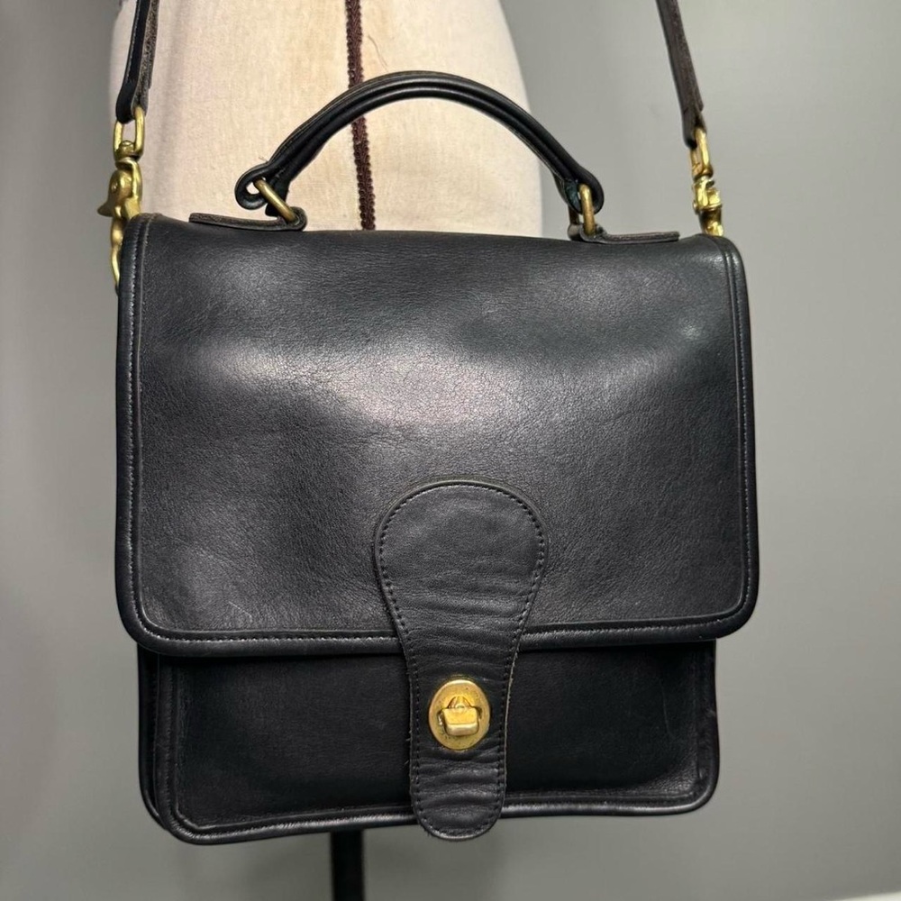 Vintage Coach Black Leather Station Bag #5130